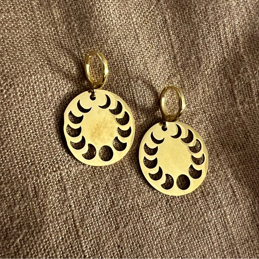 gold moon phase huggie hoop earrings